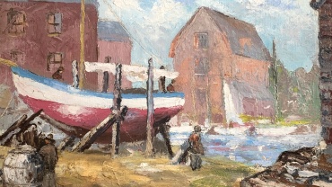 The Boat Yard at Walberswick, painted by Ronald Ossory Dunlop RA
