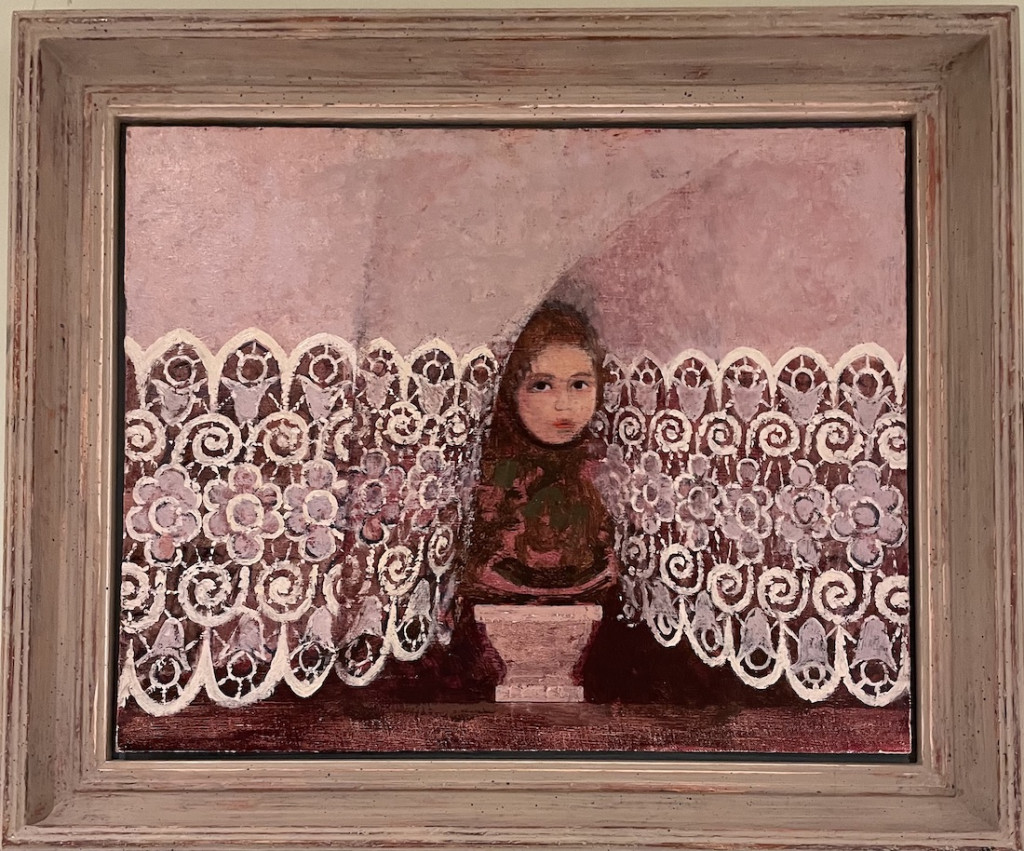 Lionel Bulmer Russian Girl behind lace oil on board work of art Granta